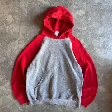 00s 러셀 애슬레틱 후드 맨투맨 L 레드 그레이 무지 구제 의류