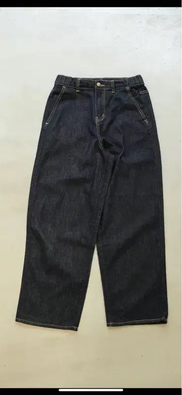 다크 블루 와이드 레그 데님 팬츠