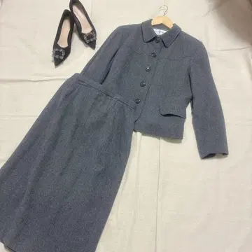 JANE MORE 그레이 스커트 셋업 울 혼방