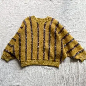 VINTAGE 멋진 니트 돌먼 슬리브 스트라이프 x 보더