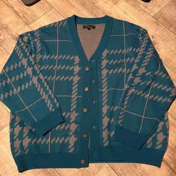 터콰이즈 하운드 투스 가디건