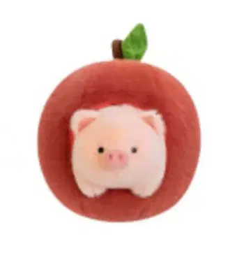 사과와 돼지 인형 돼지 사과