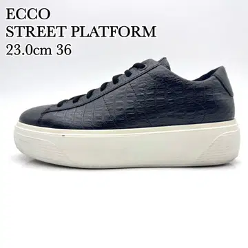 에코 스트릿 플랫폼 스니커즈 블랙 크로커 가죽 통굽