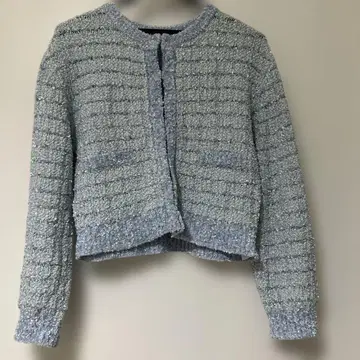 [ 새상품급 ] 트위드 니트 가디건 FRAY I.D 스카이블루
