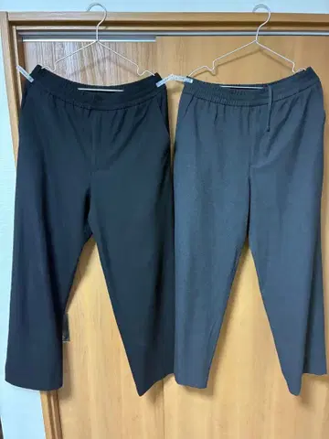 유니클로C 이지 와이드 테이퍼드 팬츠 블랙과 그레이 2종 세트 L 사이즈