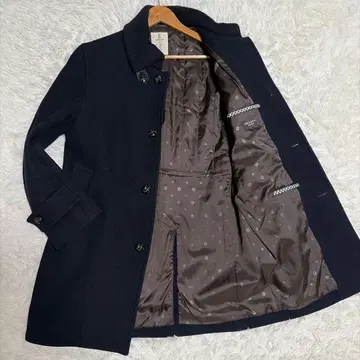 오리히카 울 코트 싸개 버튼 안감 올 패턴 블랙 L