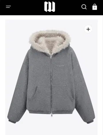 andwang Kirakira 2way fur zip up gray