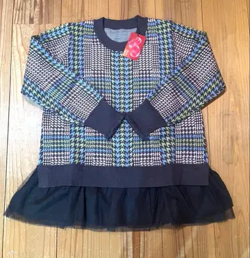 앤드러브 체크 무늬 프릴 니트 LL