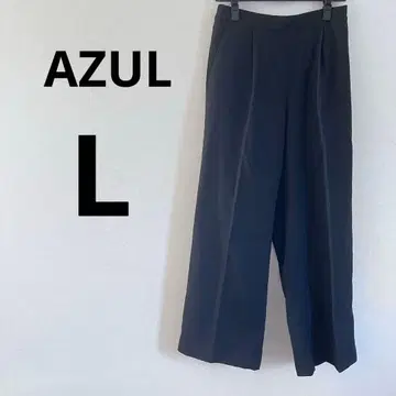 세련된 블랙 와이드 팬츠 AZUL by moussy [L] 플리츠 출퇴근