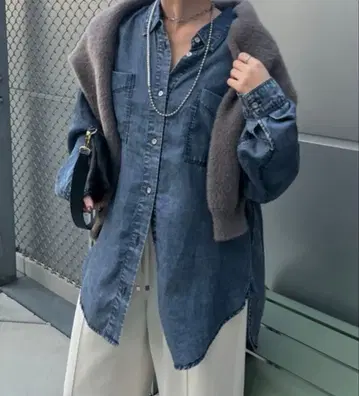 Jena espace merveilleux 데님 셔츠 프리 사이즈