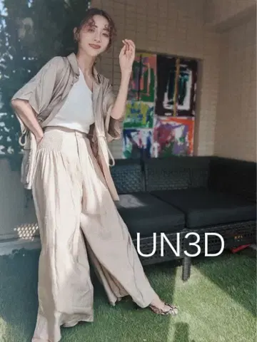 [ UN3D ] 허리 셔링 블랙 와이드 팬츠