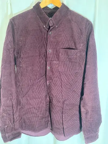 A.P.C. 버건디 코듀로이 셔츠 S