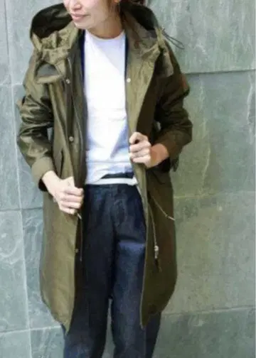 이에나 수피마 코튼 모즈 코트 카키 36 라이너 포함