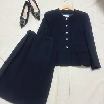 네이비 트위드 스커트 수트