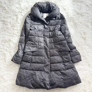 자유구 다운 코트 롱 코트 빅 칼라 그레이 A라인 레어 사이즈