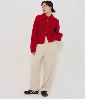 카라 부착 케이블 니트 가디건 TINA:JOJUN