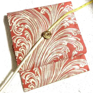 앤티크 순수 실크 나고야 오비 코랄에 화이트 x 금의 열정의 물결