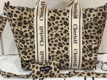 데님 리메이크 레오파드 무늬 프릴 숄더백, 토트백