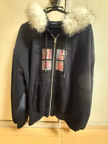 JEANASIS 가공 프린트 ZIP 후드티