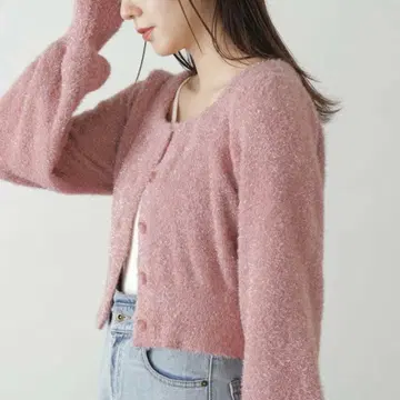 FREE'S MART 라메 샤기 니트 가디건