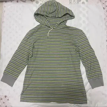 Mademoiselle NON NON 후드 부착 스트라이프 긴팔 상의