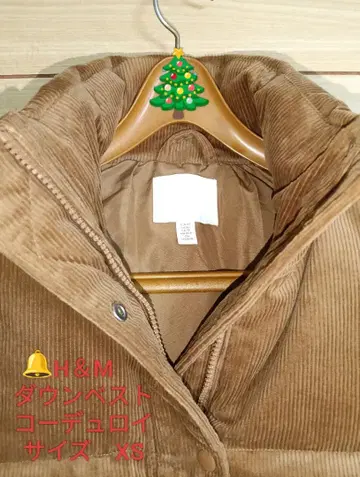 H&M 다운 베스트 카멜 코듀로이 XS