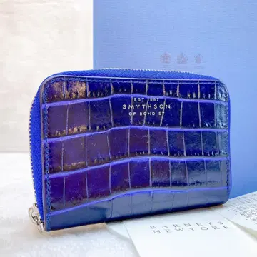 새상품급 스마이슨 말라 악어 엠보싱 코인 케이스 가죽 네이비 로고