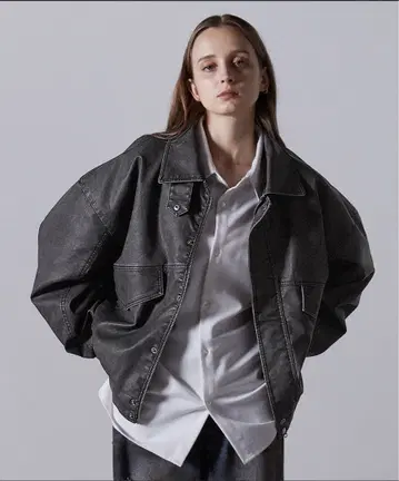 CLEL 인조 가죽 블루종 가죽