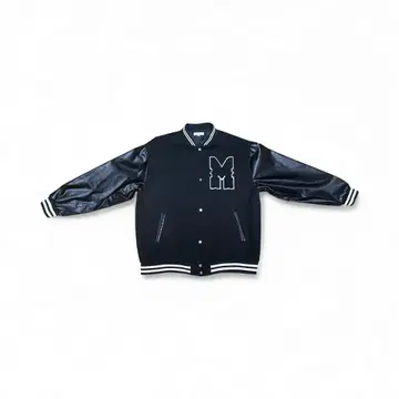 [ Rocky Monroe ] 바시티 자켓 블랙 M 사이즈 자수 가죽