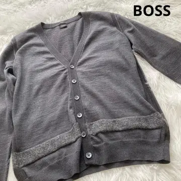 휴고보스 울 그레이 V넥 버튼 가디건