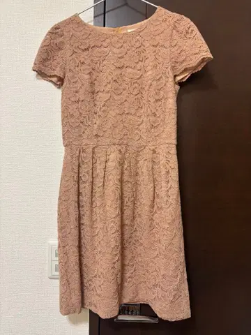 베이지 반팔 A라인 원피스