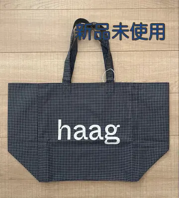 haag 토트백 에코백 체크 네이비 한국