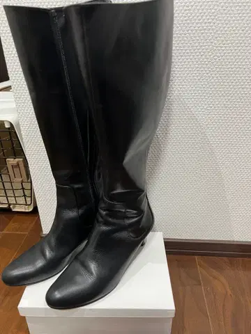 블랙 가죽 롱 부츠 23cm