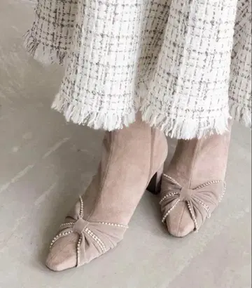 RANDA 숏부츠 비쥬 벨로아 리본부츠