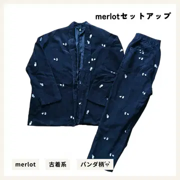 merlot 팬더 무늬 코듀로이 셋업 네이비 구제 의류 개성파