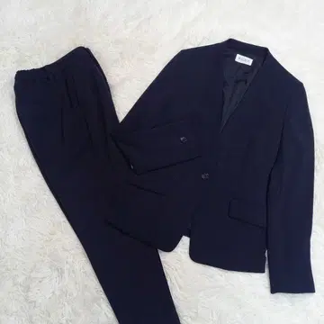 PLST 스트레치 더블 크로스 노카라 셋업 XS 사이즈 네이비