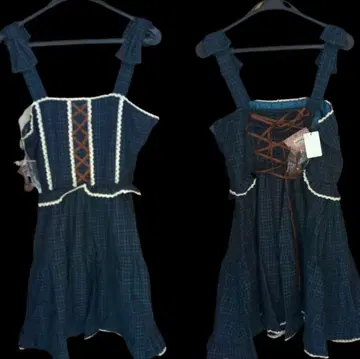 Amavel 체크 무늬 오버롤 스커트