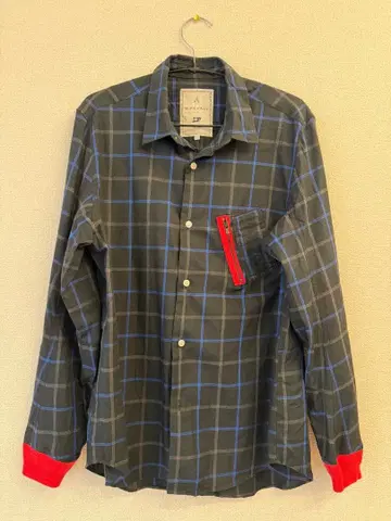 Black&Blue 긴팔 셔츠 빨간색 리브