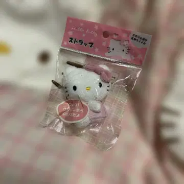레트로 헬로키티 봉제 인형 마스코트 스트랩 복슬복슬