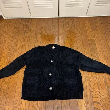 블랙 케이블 니트 가디건