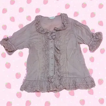 PINK HOUSE 블라우스 핑크 프릴 리본