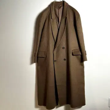 캐시미어 100% 더블 체스터 코트 다크 브라운 롱 기장