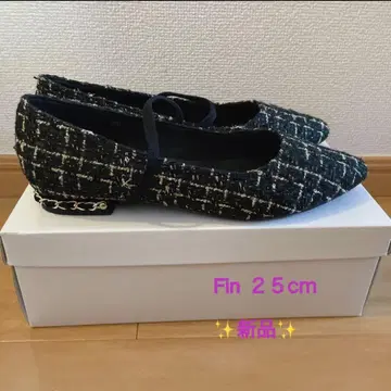 새상품 Fin 트위드 플랫슈즈 25cm