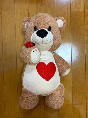 브라운 곰 봉제 인형 빨간 하트 포함