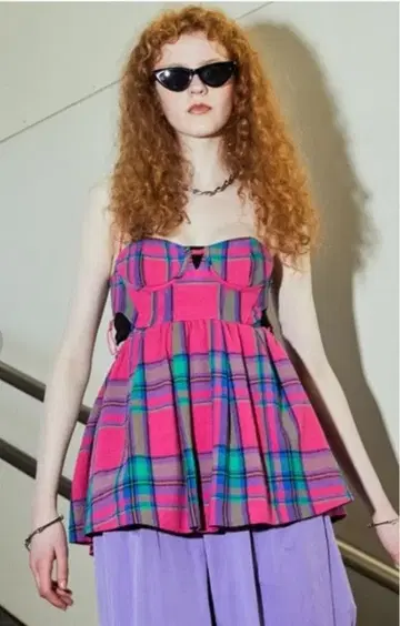 MAISON SPECIAL manteco 컬러 체크 트위드 뷔스티에