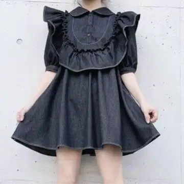 lilLilly pain 프릴 데님 원피스