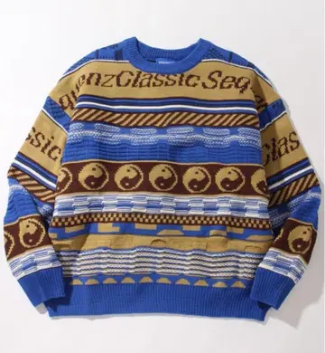 다색 패턴 니트 스웨터 긴팔