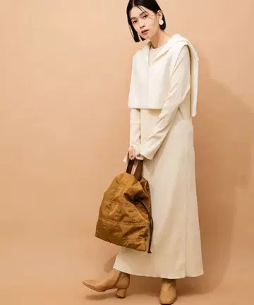 ADAM ET ROPE 세일러 카라 베스트 포함 원피스 아이보리