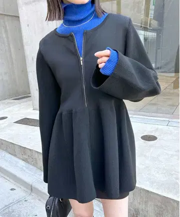 mystic 미스틱 WZIP 페플럼 가디건 블랙