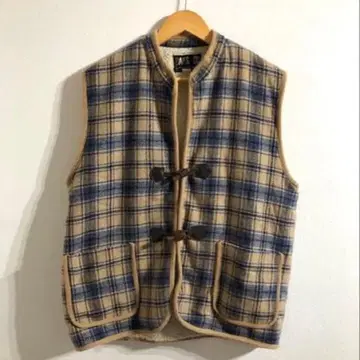 새상품급 DAKS 체크 베스트 보아 안감 따뜻한 미들 레이어